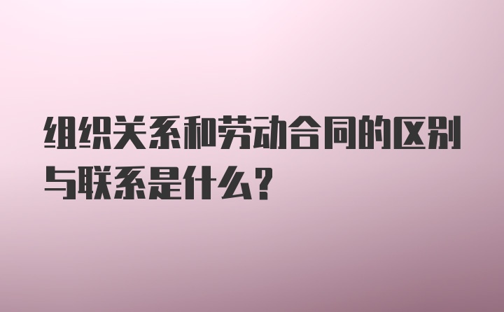 组织关系和劳动合同的区别与联系是什么？