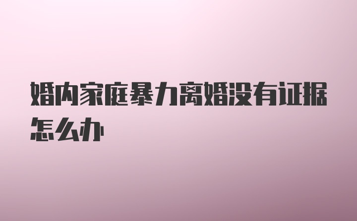 婚内家庭暴力离婚没有证据怎么办