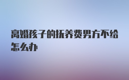 离婚孩子的抚养费男方不给怎么办