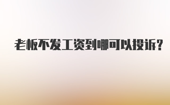 老板不发工资到哪可以投诉?