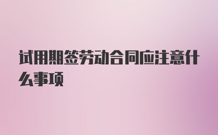 试用期签劳动合同应注意什么事项