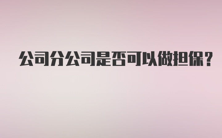 公司分公司是否可以做担保？