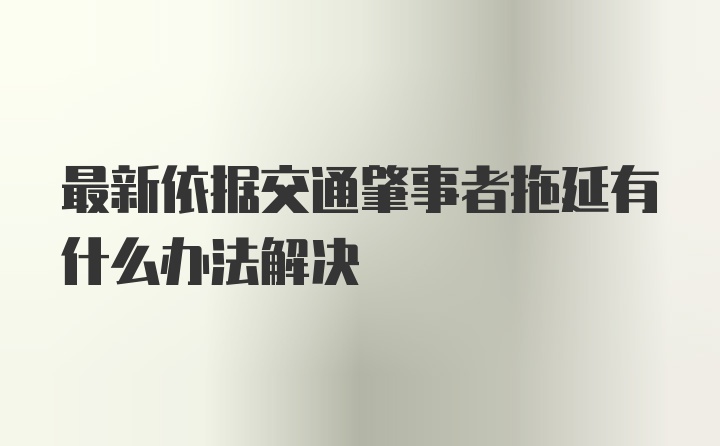 最新依据交通肇事者拖延有什么办法解决