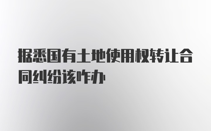 据悉国有土地使用权转让合同纠纷该咋办