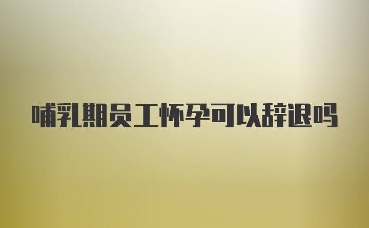 哺乳期员工怀孕可以辞退吗