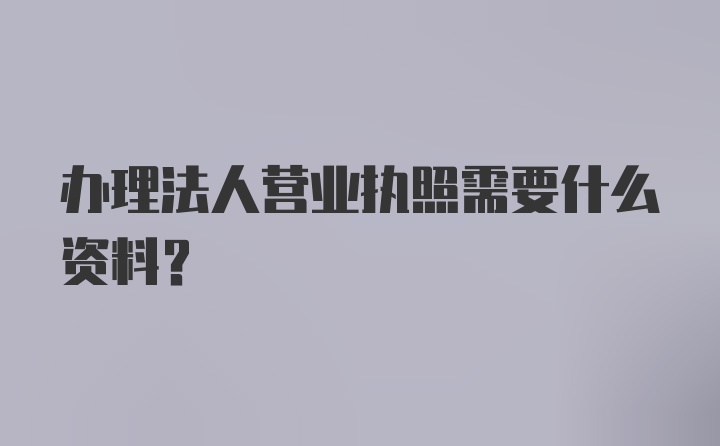 办理法人营业执照需要什么资料？