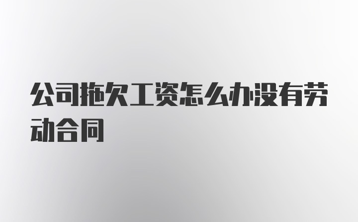 公司拖欠工资怎么办没有劳动合同