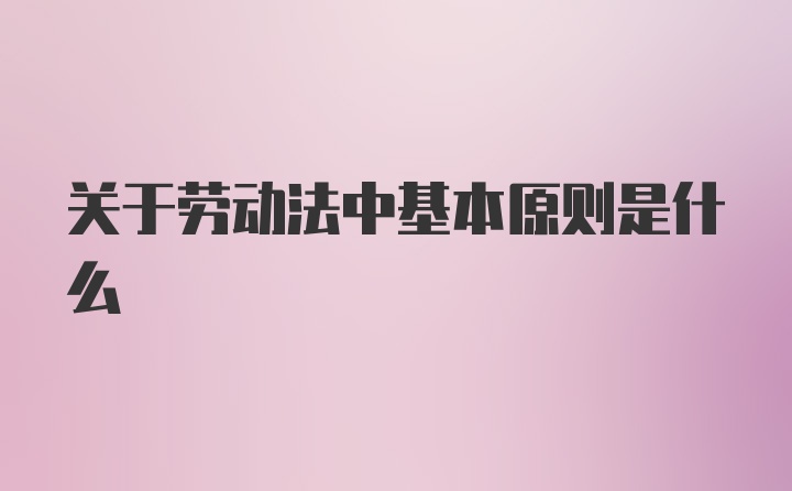 关于劳动法中基本原则是什么