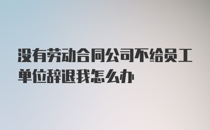 没有劳动合同公司不给员工单位辞退我怎么办