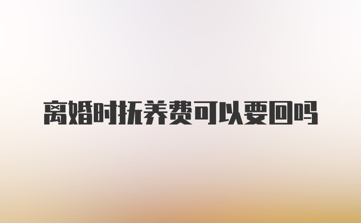 离婚时抚养费可以要回吗