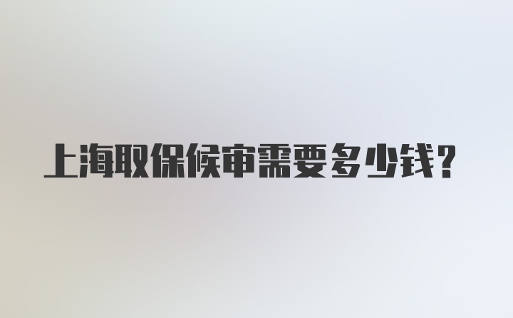 上海取保候审需要多少钱?