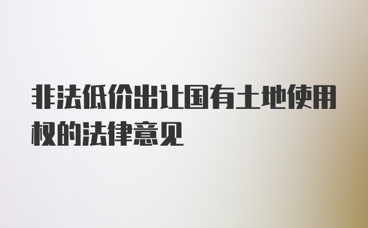 非法低价出让国有土地使用权的法律意见