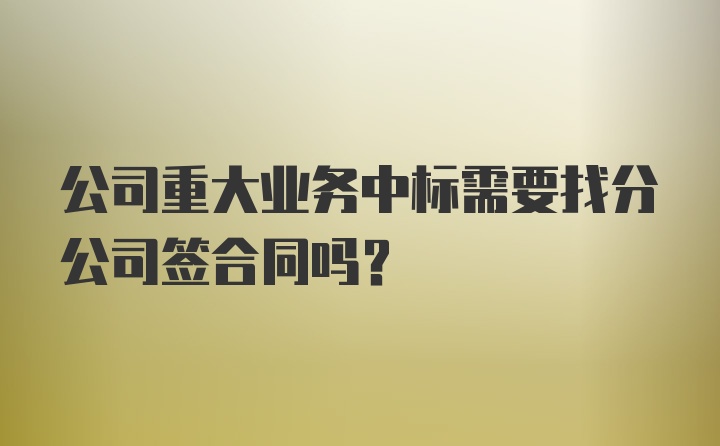 公司重大业务中标需要找分公司签合同吗？