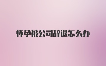 怀孕被公司辞退怎么办