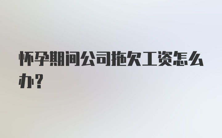 怀孕期间公司拖欠工资怎么办？