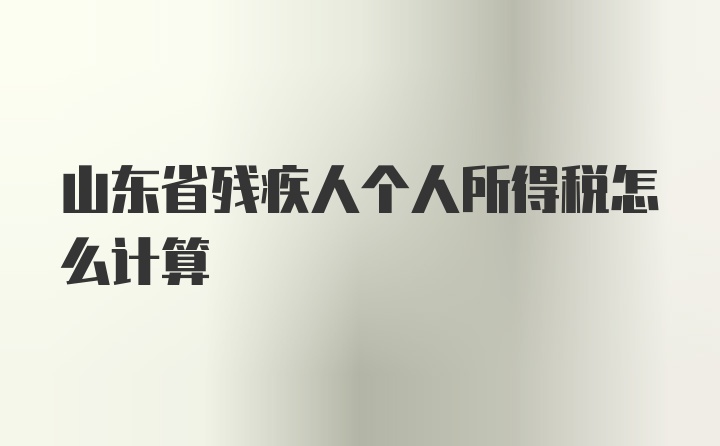 山东省残疾人个人所得税怎么计算