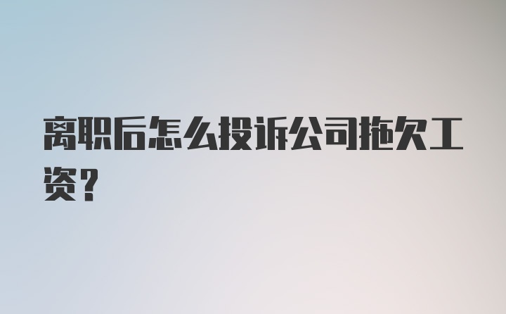 离职后怎么投诉公司拖欠工资？