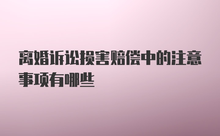 离婚诉讼损害赔偿中的注意事项有哪些