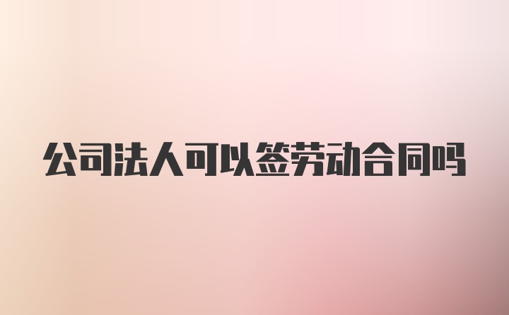 公司法人可以签劳动合同吗