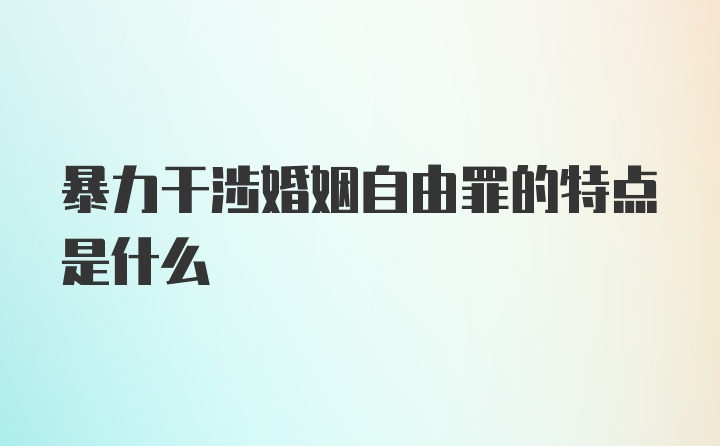 暴力干涉婚姻自由罪的特点是什么