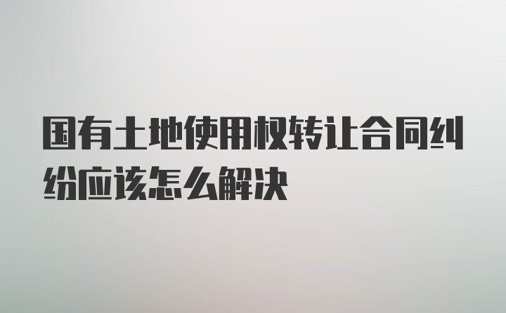 国有土地使用权转让合同纠纷应该怎么解决