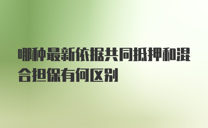 哪种最新依据共同抵押和混合担保有何区别