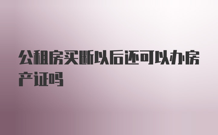 公租房买断以后还可以办房产证吗