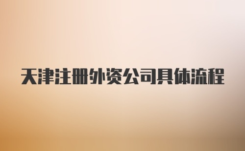 天津注册外资公司具体流程