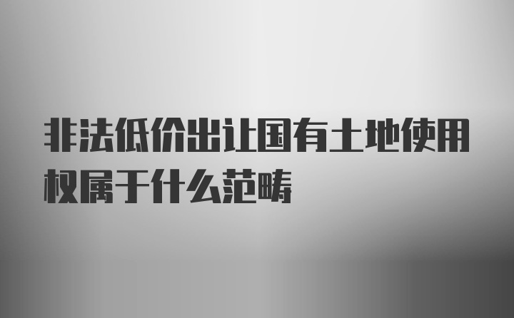 非法低价出让国有土地使用权属于什么范畴