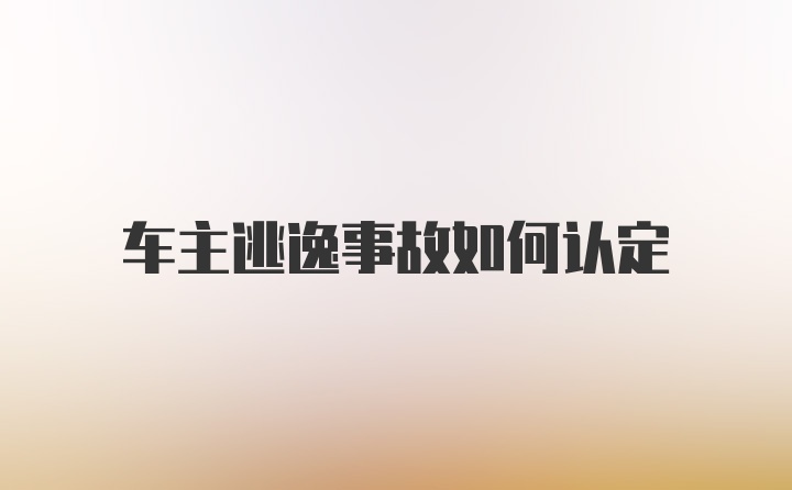 车主逃逸事故如何认定