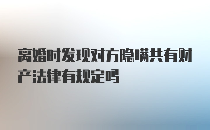 离婚时发现对方隐瞒共有财产法律有规定吗