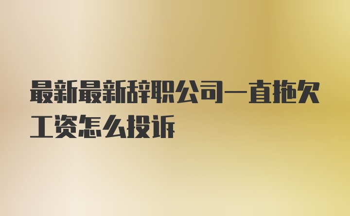 最新最新辞职公司一直拖欠工资怎么投诉