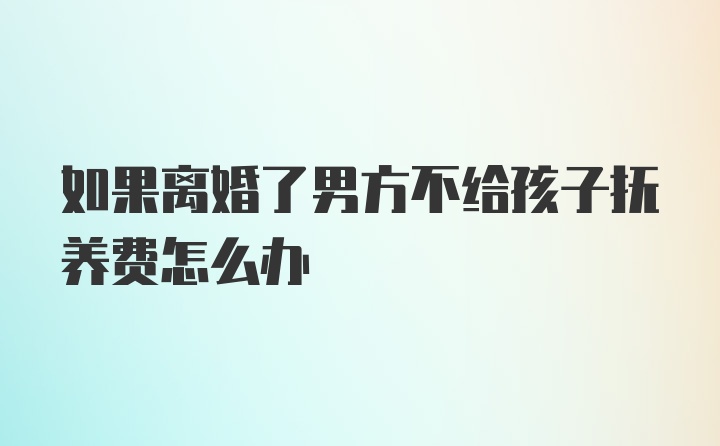 如果离婚了男方不给孩子抚养费怎么办