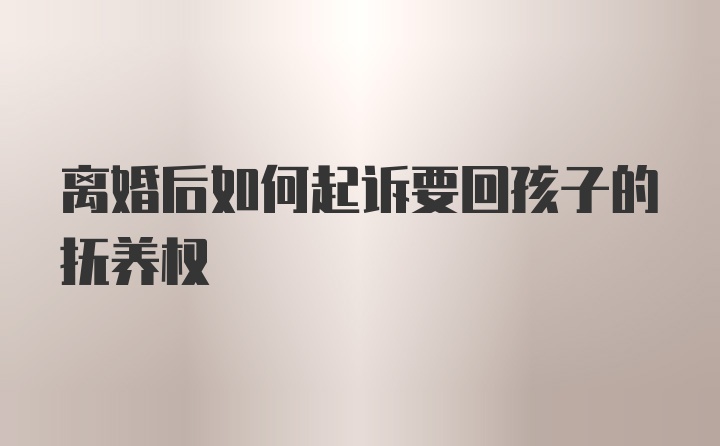 离婚后如何起诉要回孩子的抚养权