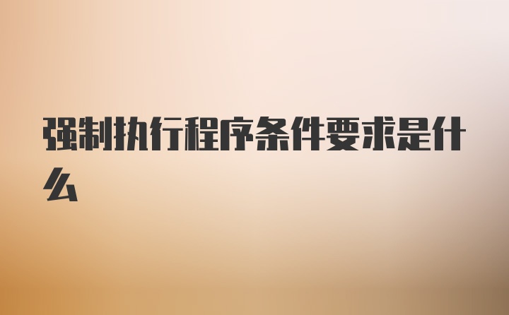 强制执行程序条件要求是什么