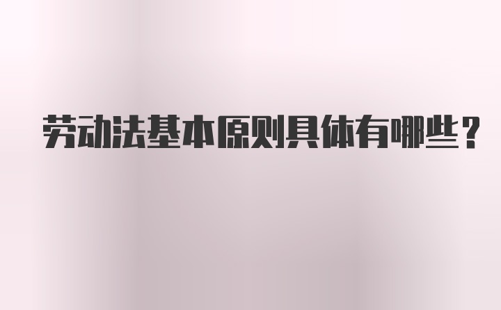 劳动法基本原则具体有哪些？