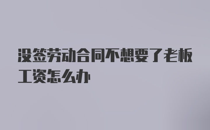 没签劳动合同不想要了老板工资怎么办