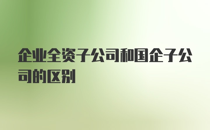 企业全资子公司和国企子公司的区别