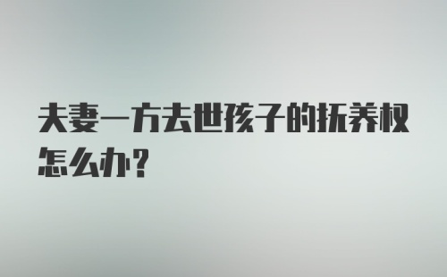 夫妻一方去世孩子的抚养权怎么办？