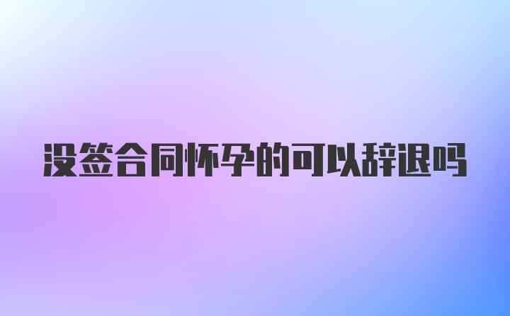 没签合同怀孕的可以辞退吗