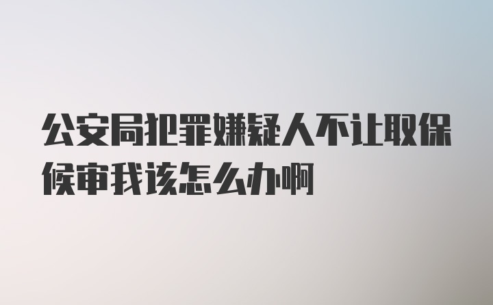 公安局犯罪嫌疑人不让取保候审我该怎么办啊