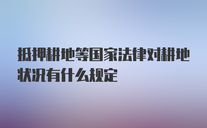 抵押耕地等国家法律对耕地状况有什么规定