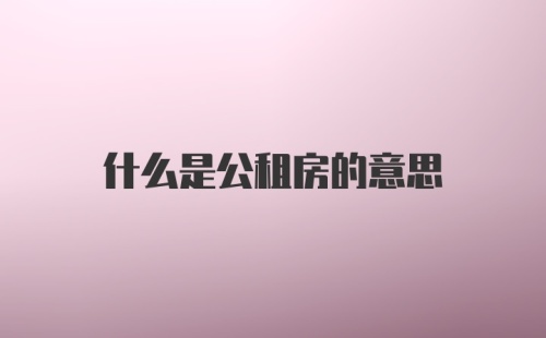 什么是公租房的意思