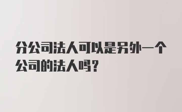 分公司法人可以是另外一个公司的法人吗？