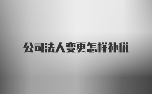 公司法人变更怎样补税