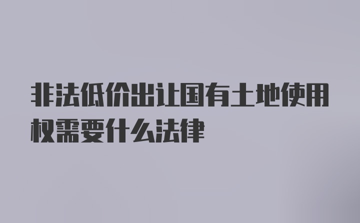 非法低价出让国有土地使用权需要什么法律