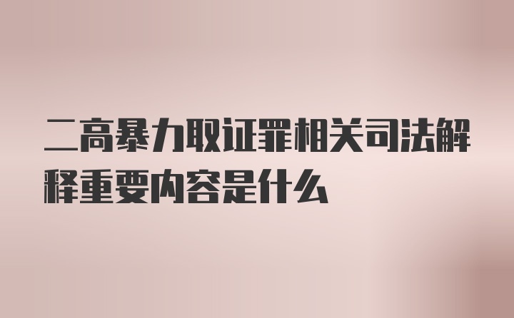 二高暴力取证罪相关司法解释重要内容是什么