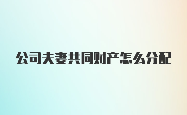 公司夫妻共同财产怎么分配