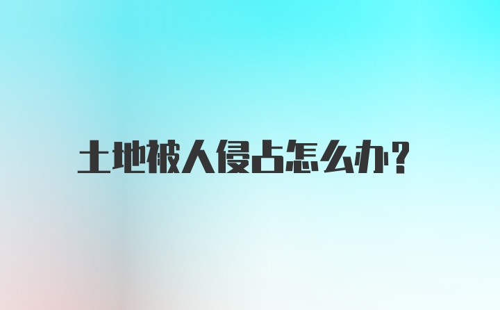 土地被人侵占怎么办？