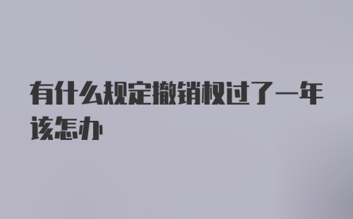 有什么规定撤销权过了一年该怎办